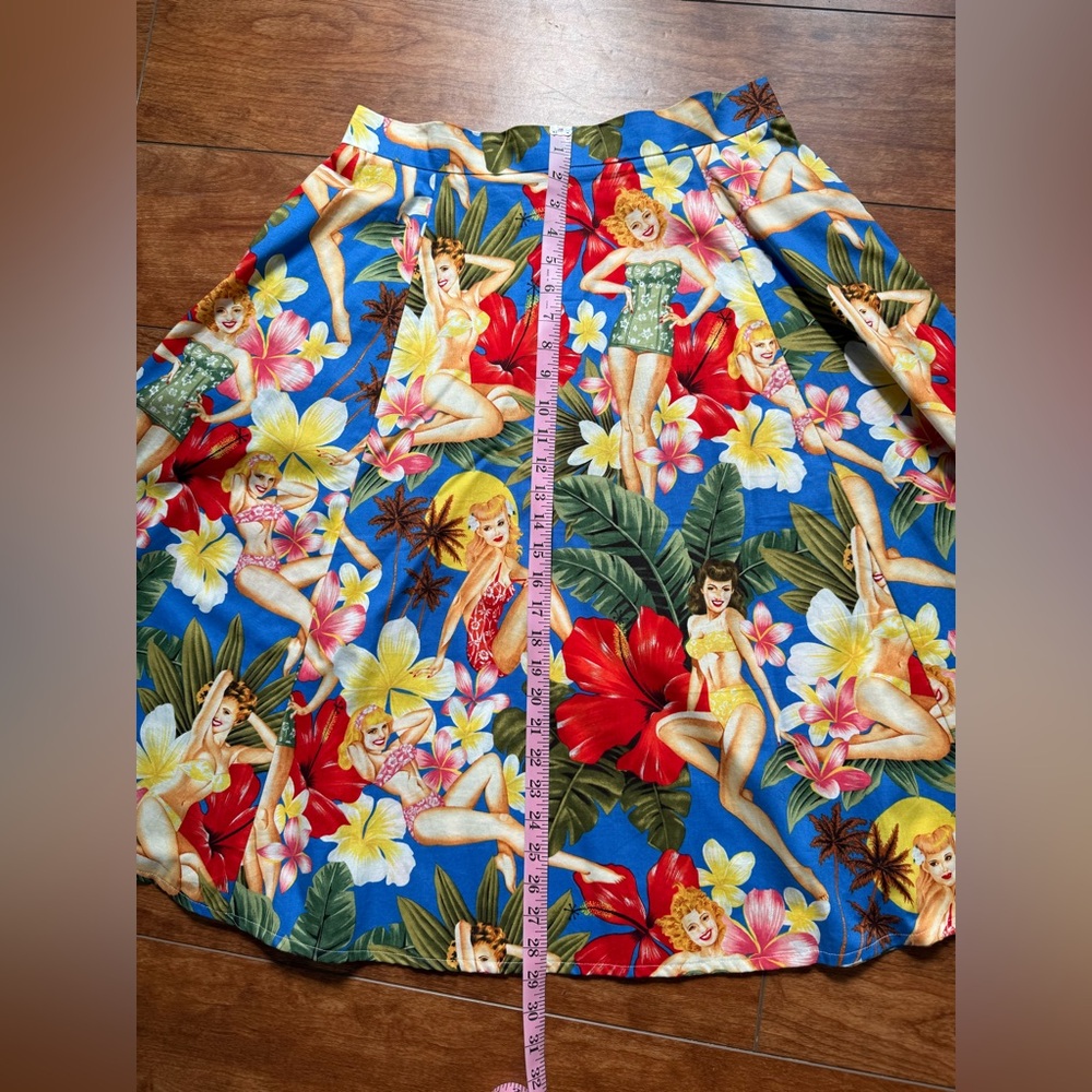 🌺 Miss Happ Rockabilly Pinup Hawaiian Circle Skirt - Picture 6 of 7